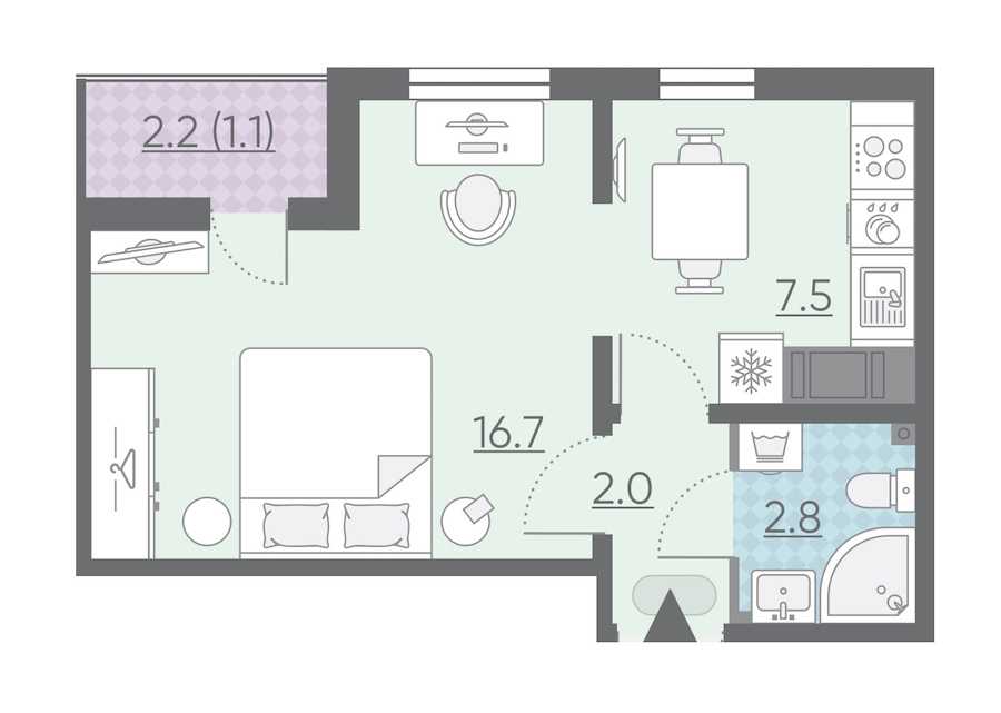 Однокомнатная квартира в : площадь 30.1 м2 , этаж: 4 – купить в Санкт-Петербурге